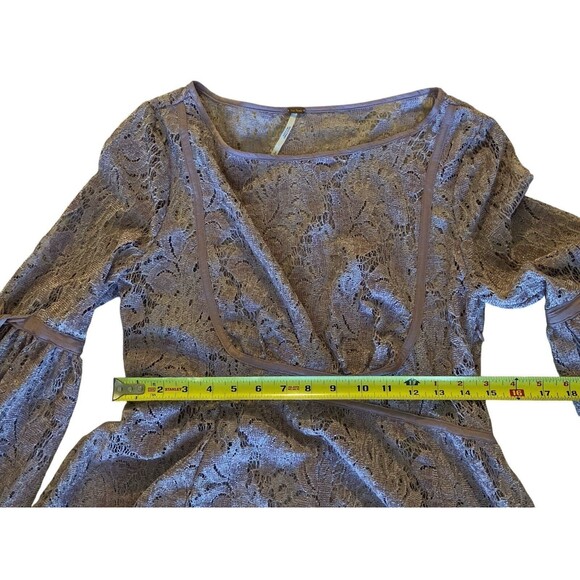 Free People Size‎ PS Moonlight Bay Paisley Long Sleeve Peasant Mini Dress Boho - Picture 7 of 10